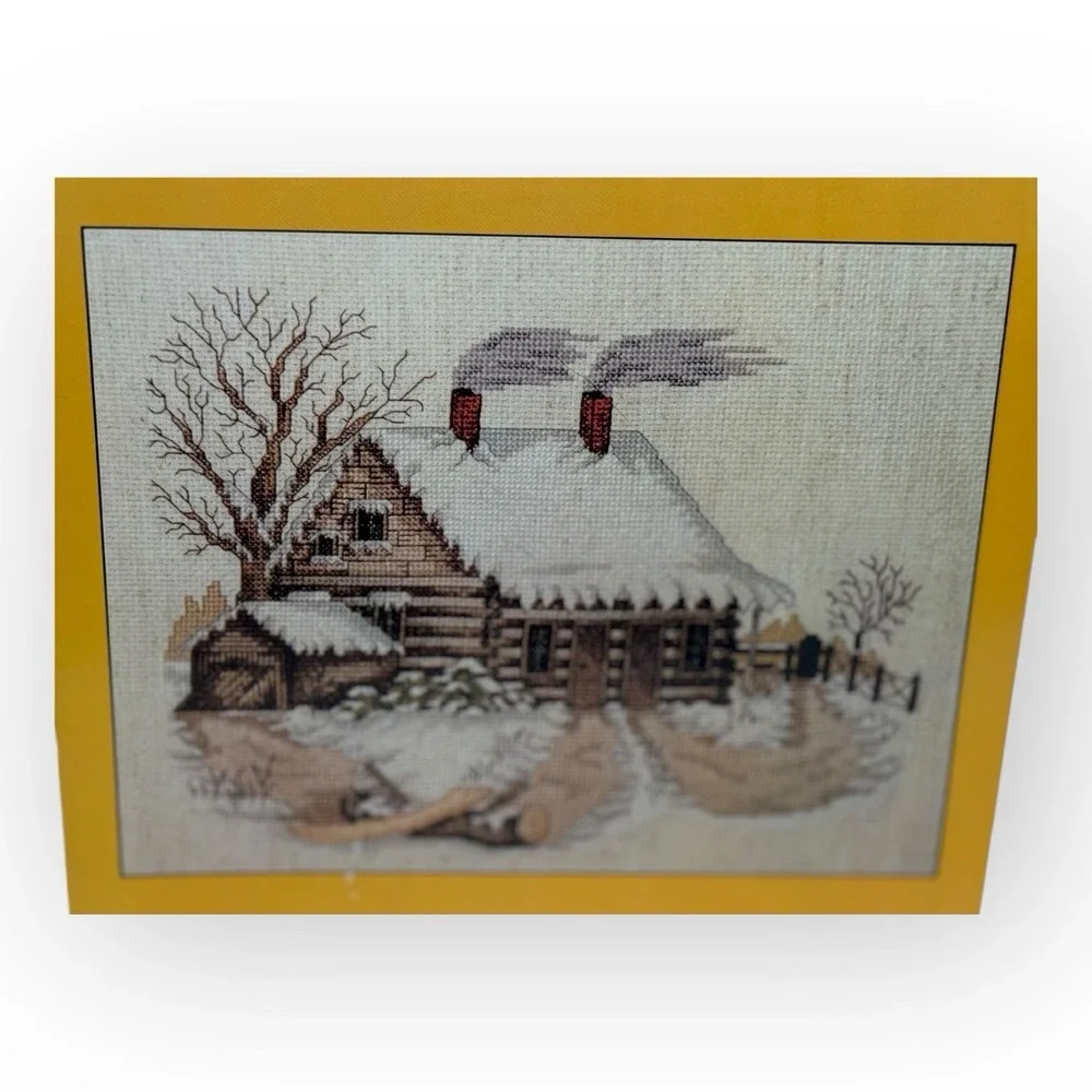 1986 Creative Keepsakes CK2001 Country in Season Log Cabin Winter Leaflet